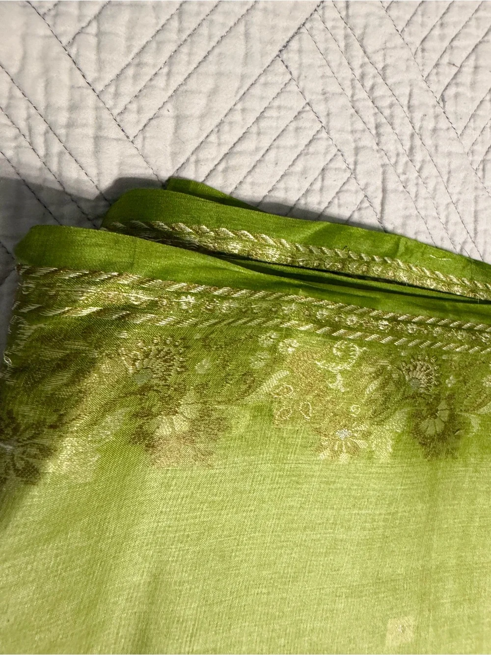 Light Green Embroidered Women’s Saari new silk